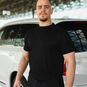 LAZARE™ AZUR LINES T-SHIRT - BLACK