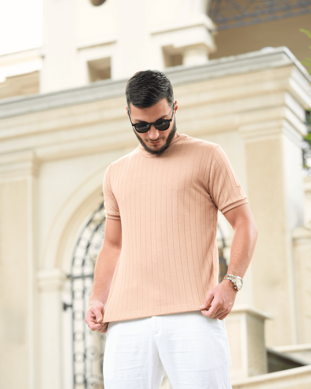 LAZARE™ AZUR LINES T-SHIRT - CRÈME ROYALE