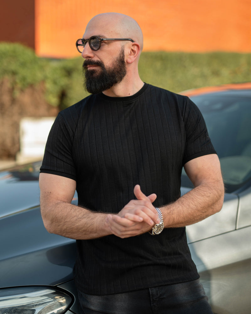 LAZARE™ AZUR LINES T-SHIRT - BLACK