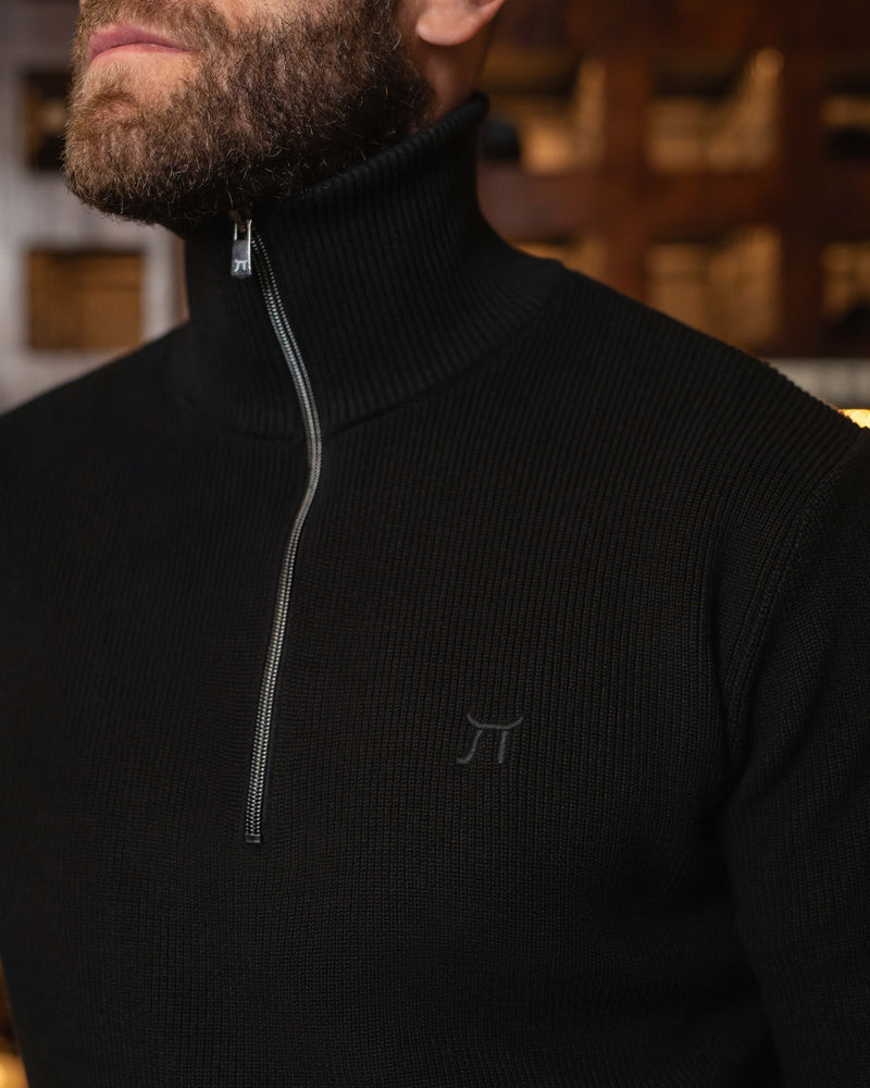 LAZARE™ CAMBRIDGE QUARTER-ZIP KNIT - BLACK