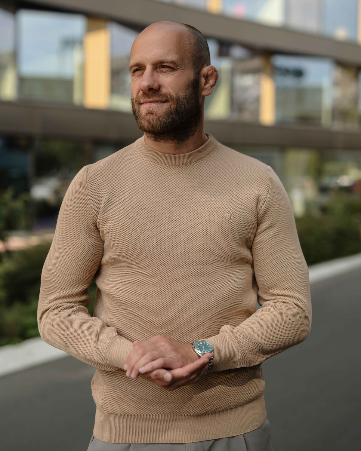 LAZARE™ CLASSIC CREWNECK SWEATER - BEIGE