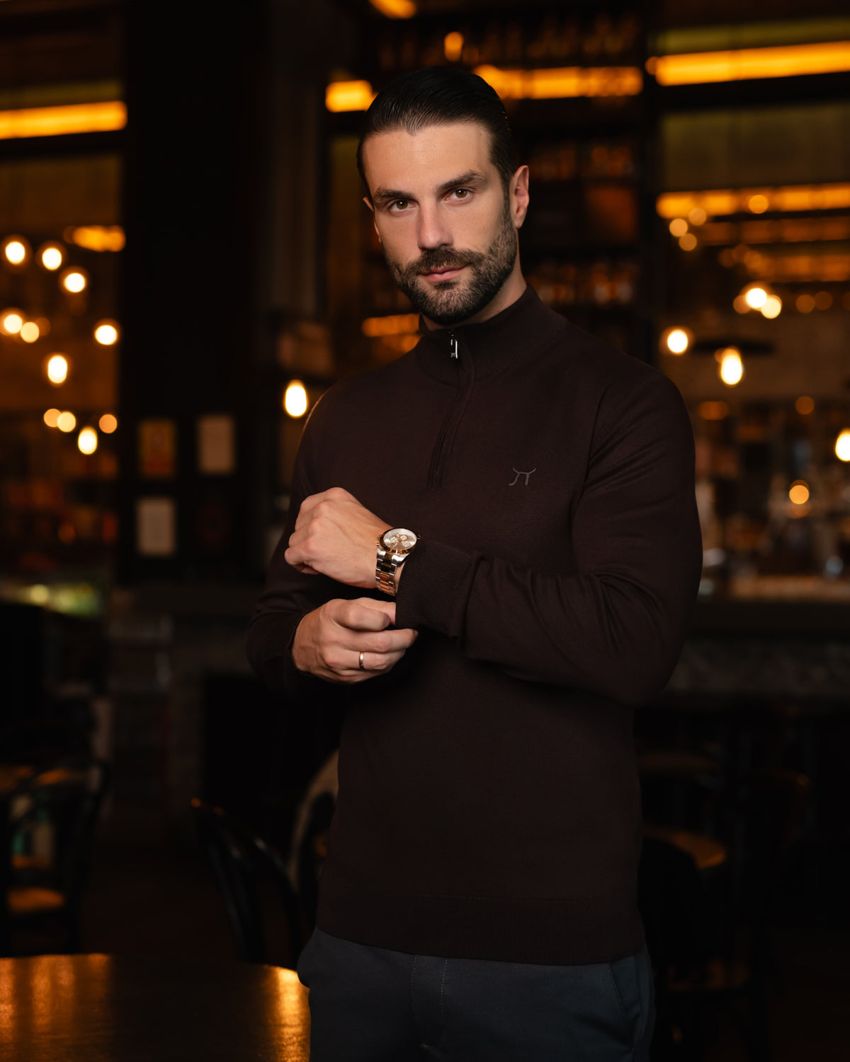 LAZARE™ CLASSIC HALF ZIP - DARK BROWN