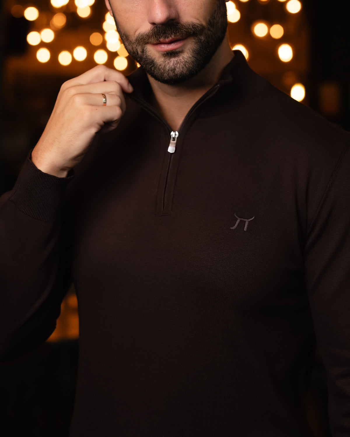LAZARE™ CLASSIC HALF ZIP - DARK BROWN