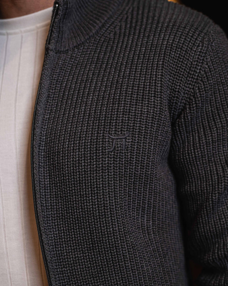 LAZARE™ COMFORT FULL-ZIP KNIT SWEATER - GREY