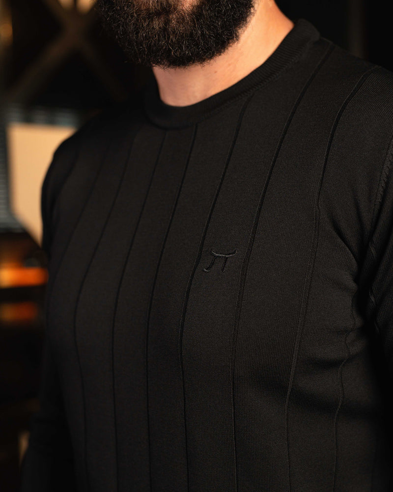 LAZARE™ DROP NEEDLE KNIT - BLACK