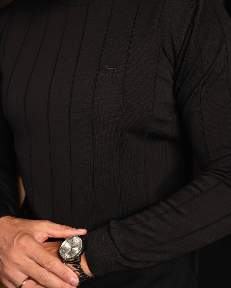 LAZARE™ DROP NEEDLE KNIT - BLACK