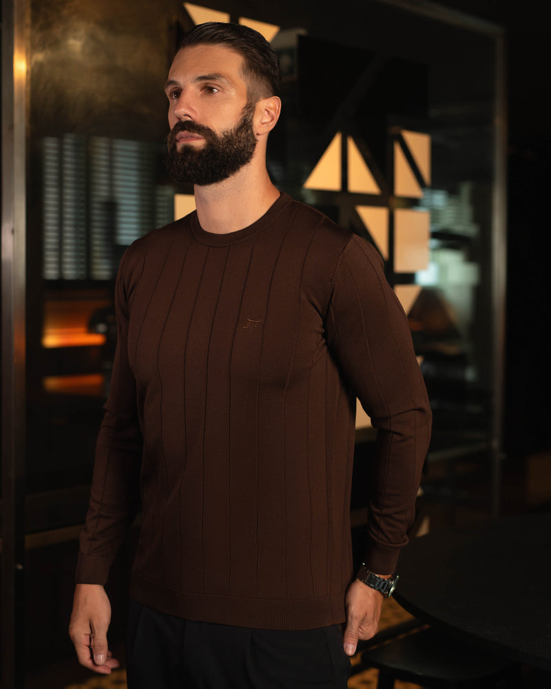 LAZARE™ DROP NEEDLE KNIT - BROWN