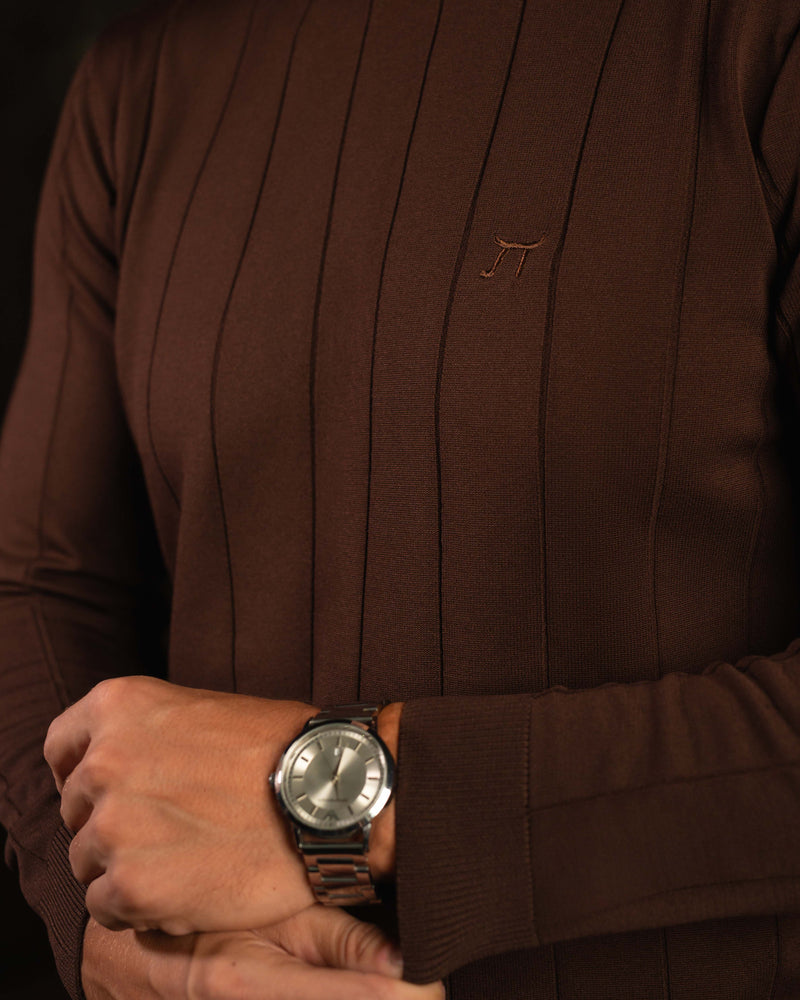 LAZARE™ DROP NEEDLE KNIT - BROWN