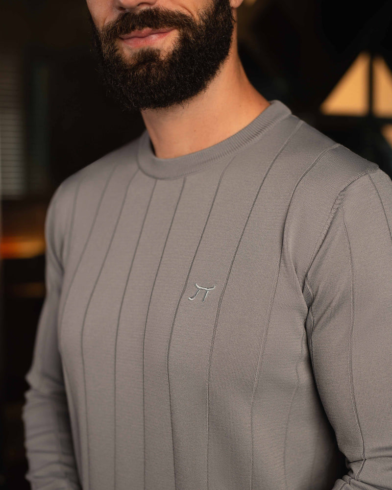 LAZARE™ DROP NEEDLE KNIT - GREY