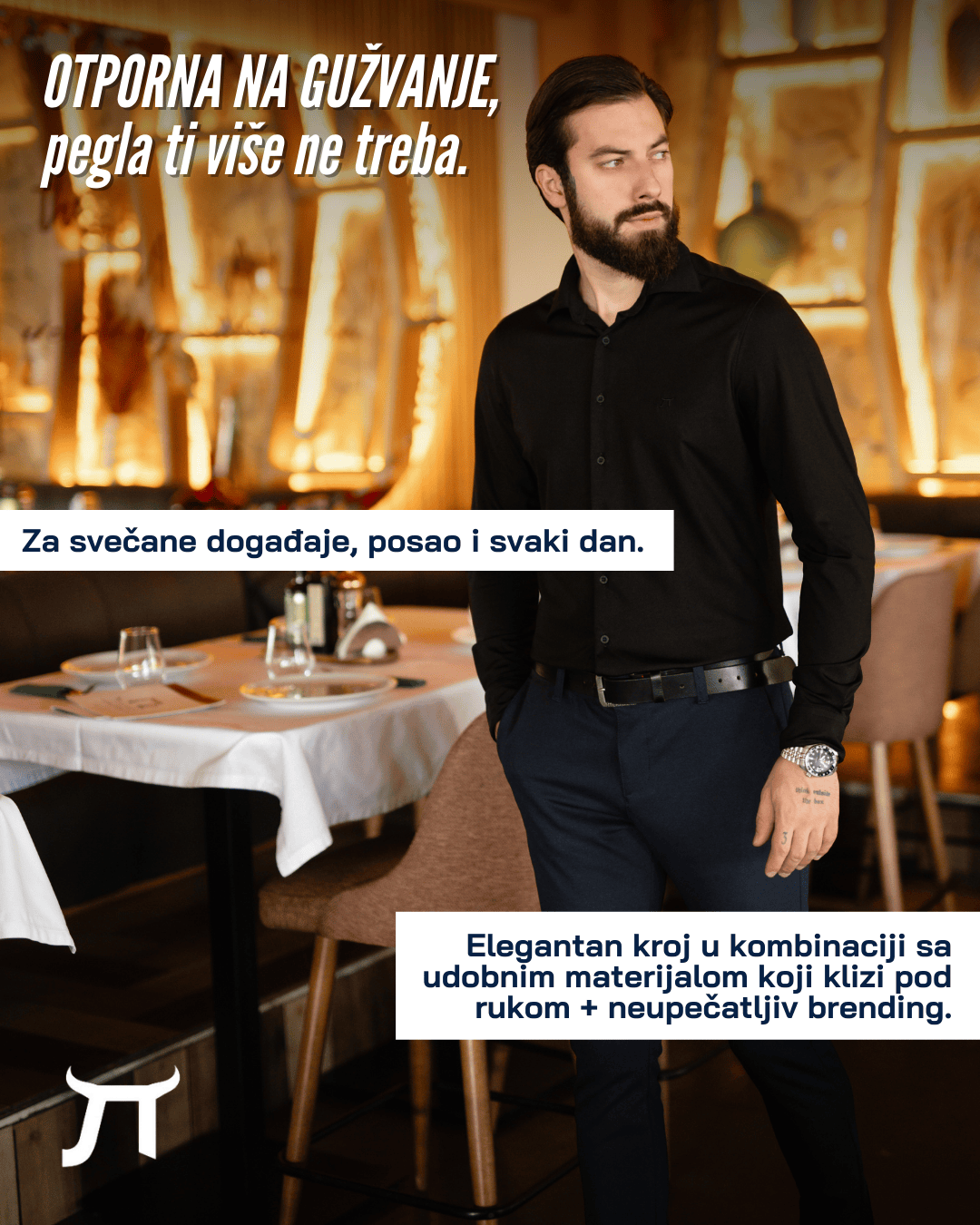 LAZARE™ ULTRAFLEX KOŠULJA - BLACK SATIN