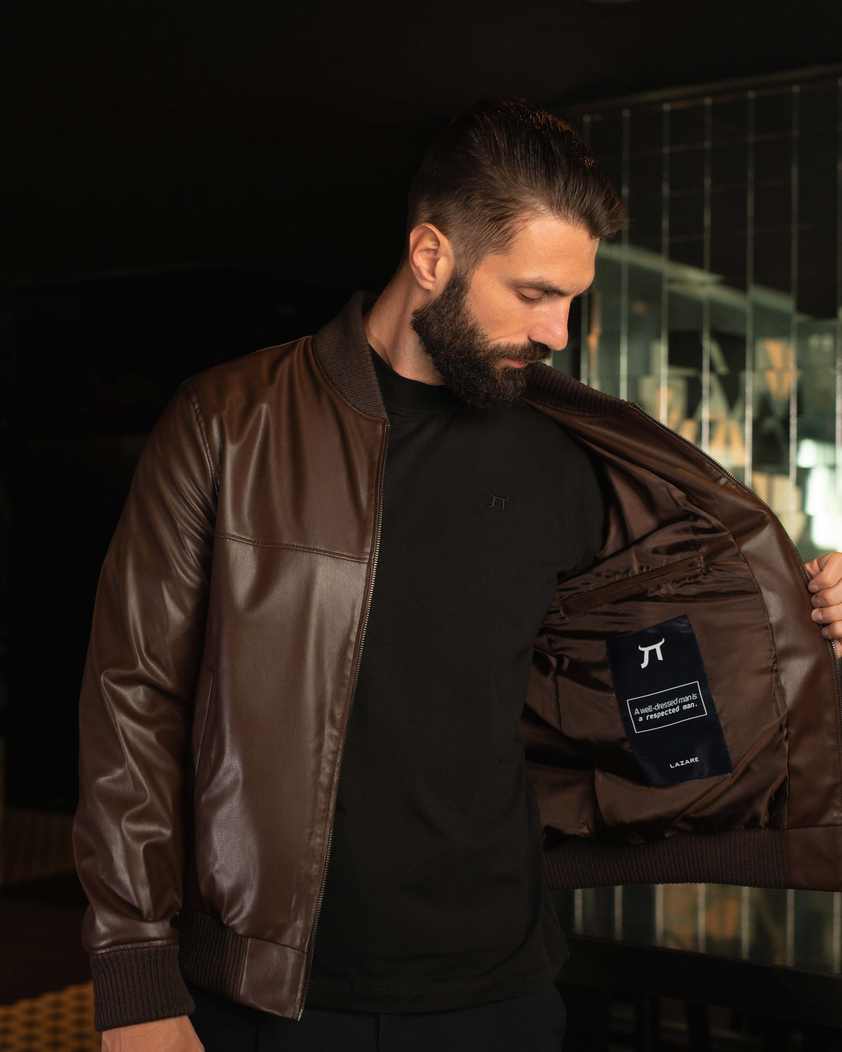 LAZARE™ MARASH LEATHER JACKET - BROWN