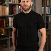 LAZARE™ POLO LINE KNIT - BLACK