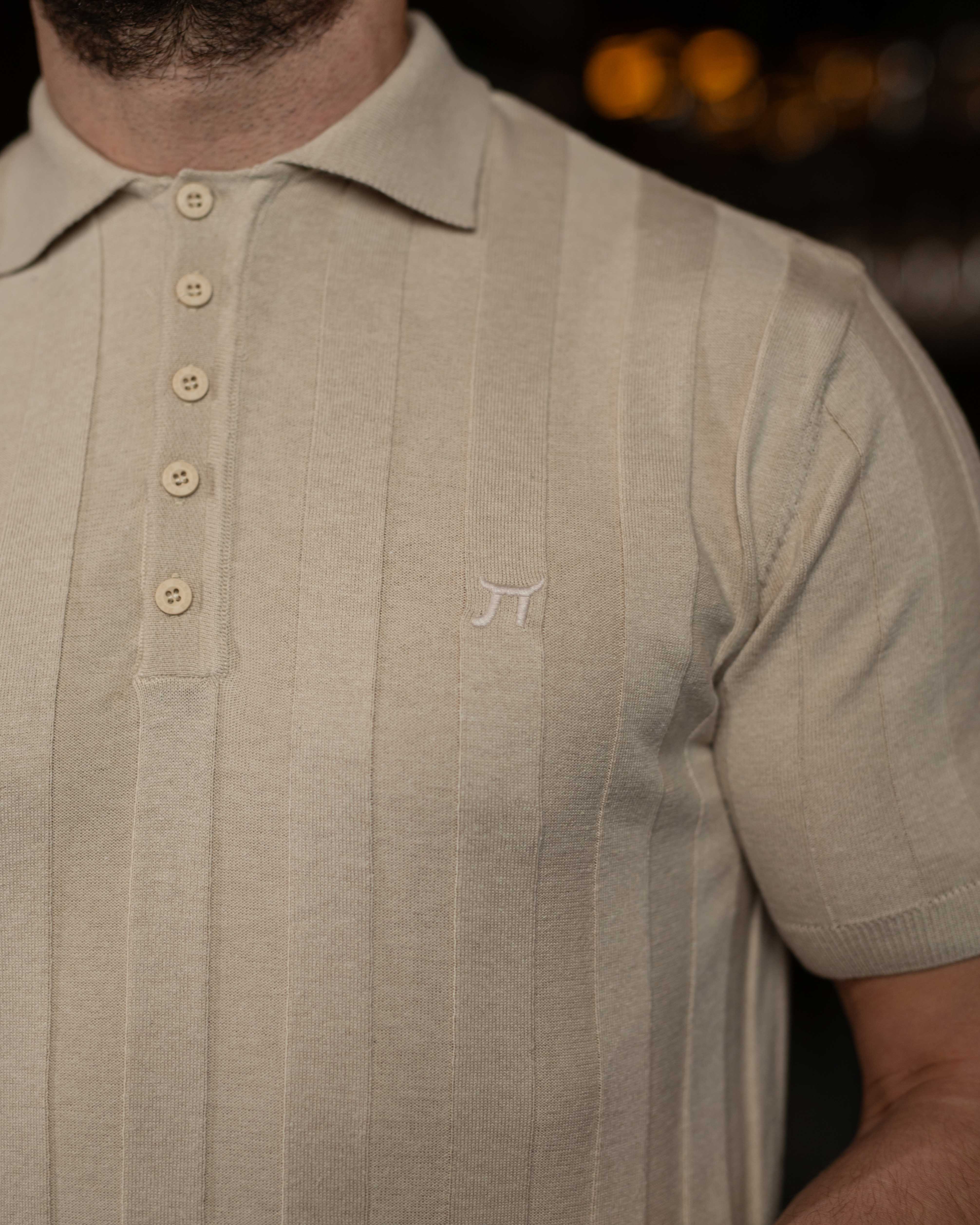 LAZARE™ POLO LINE KNIT - CREAM