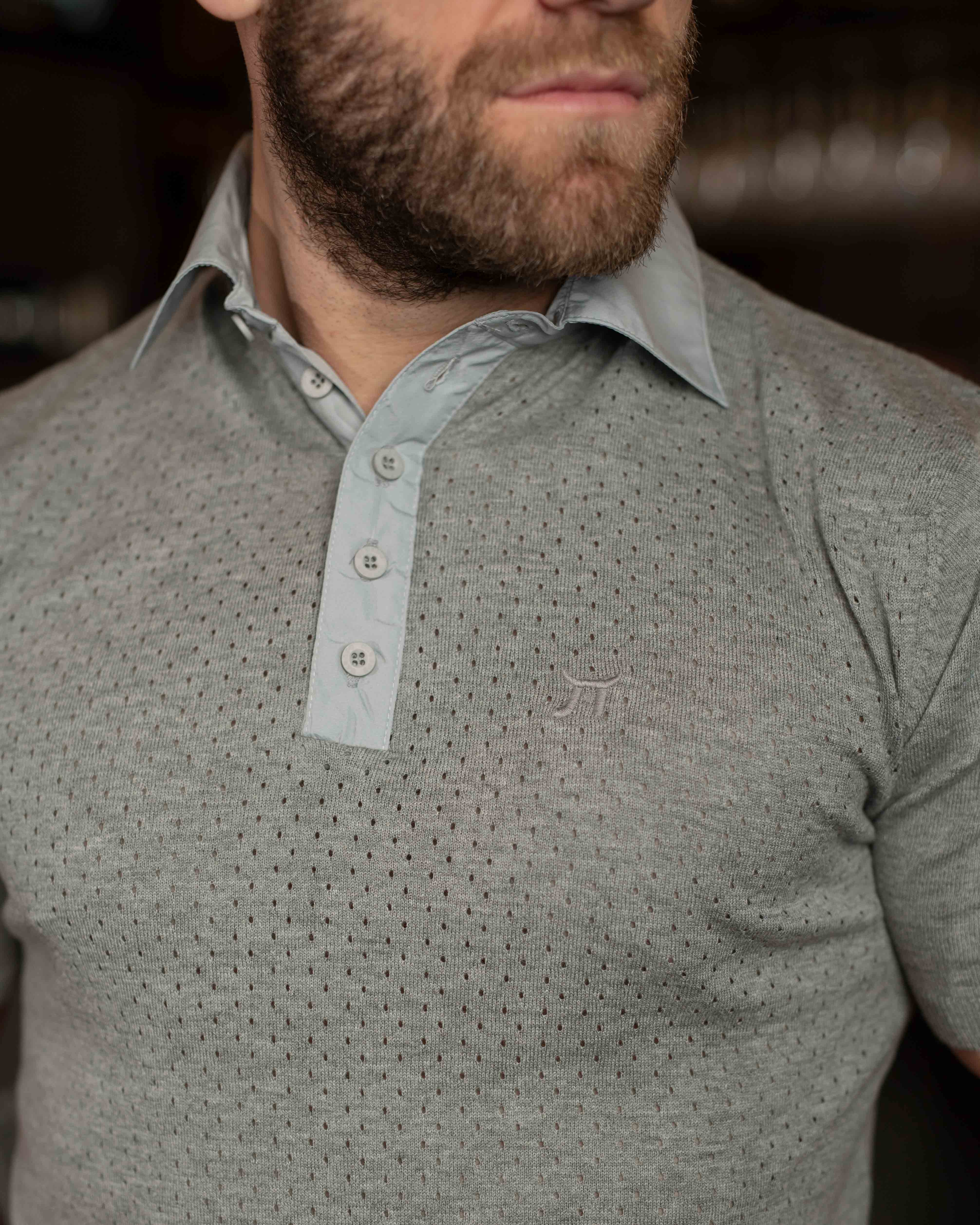 LAZARE™ POLO TECH KNIT - CLASSIC GREY