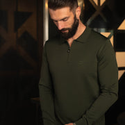 LAZARE™ POLO ZIP KNIT - DARK GREEN