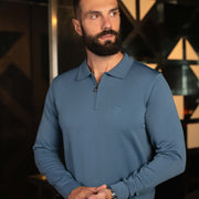 LAZARE™ POLO ZIP KNIT - PETROL BLUE