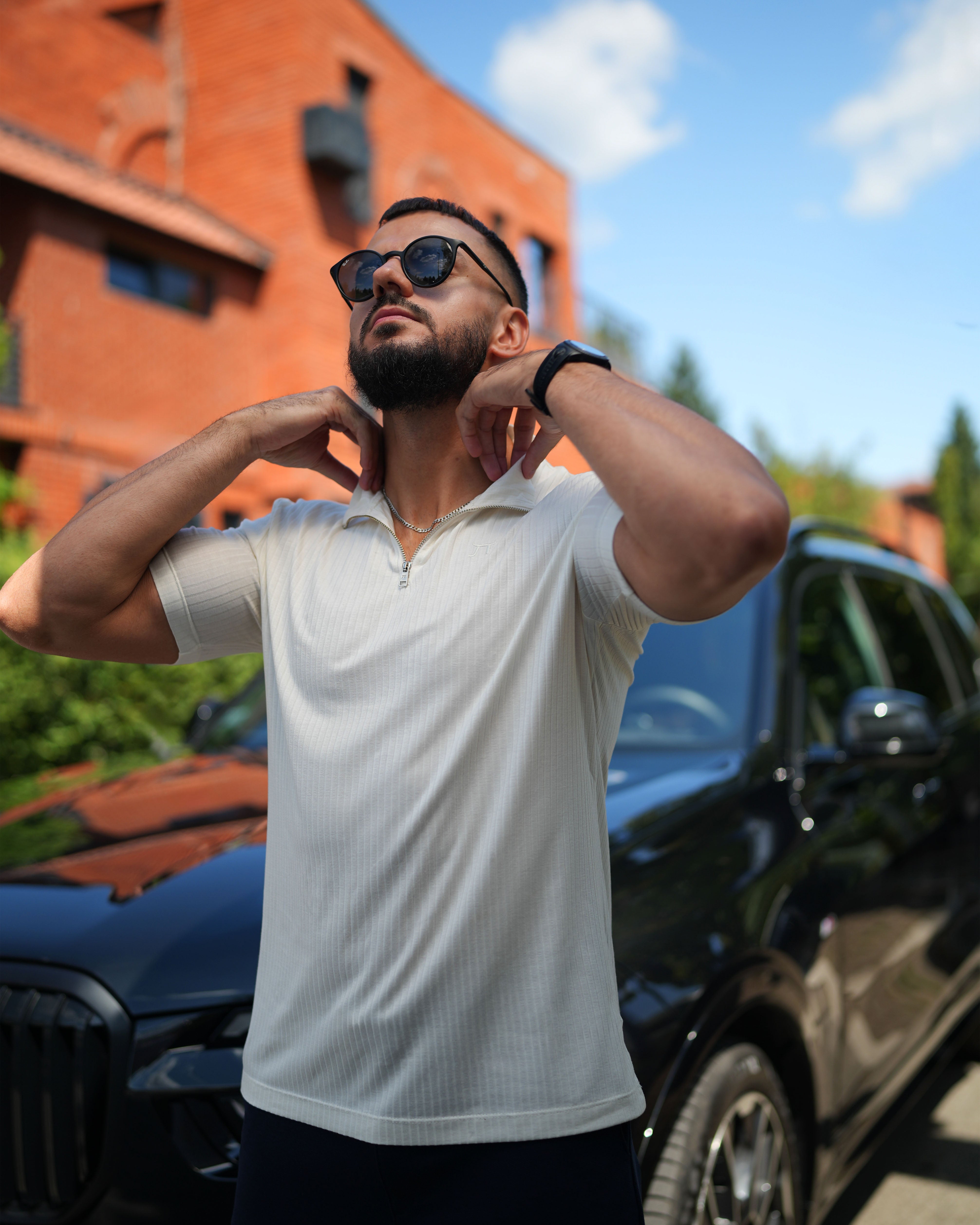 LAZARE™ APOLLO LINES ROLLZIP T-SHIRT - WHITE