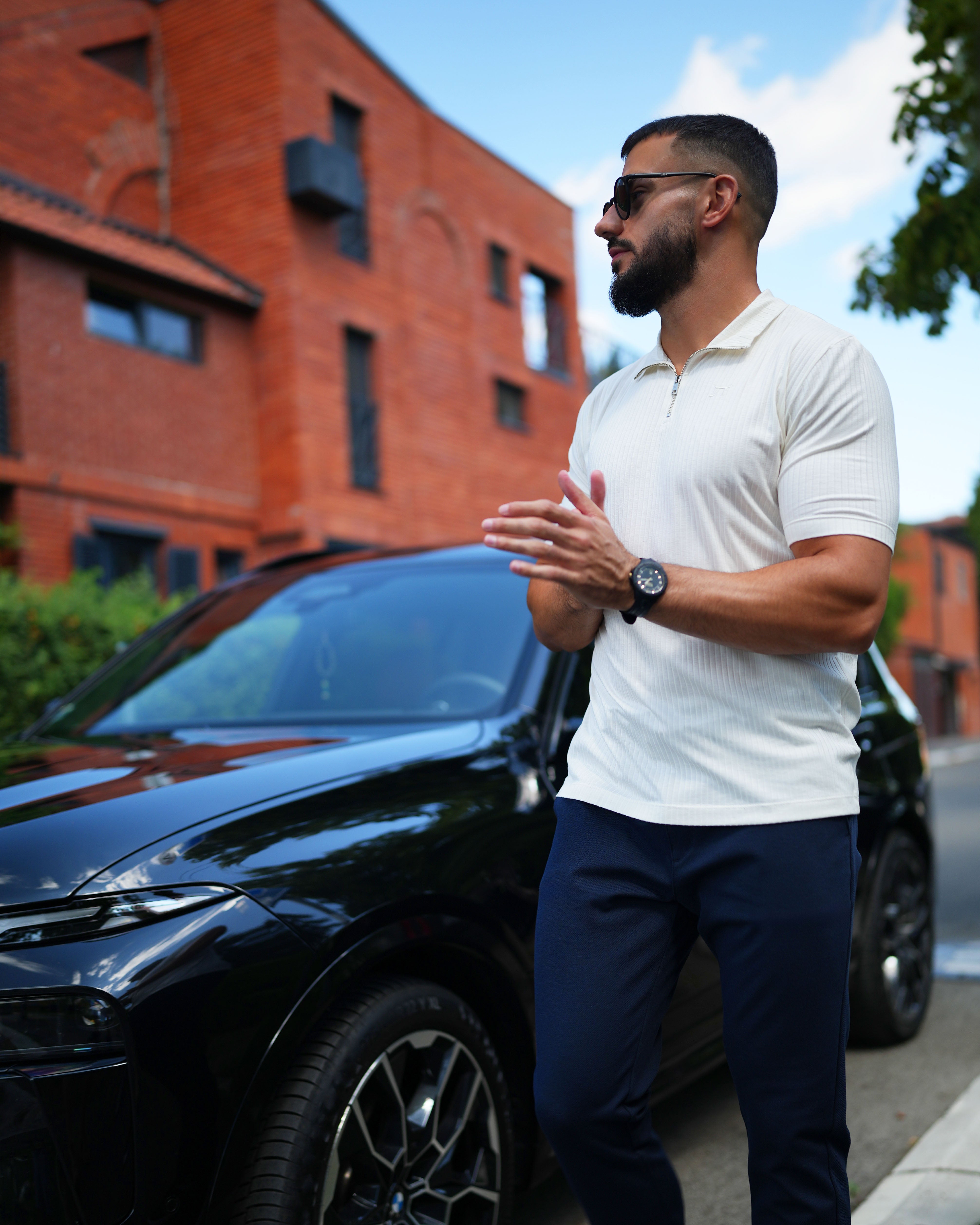 LAZARE™ APOLLO LINES ROLLZIP T-SHIRT - WHITE