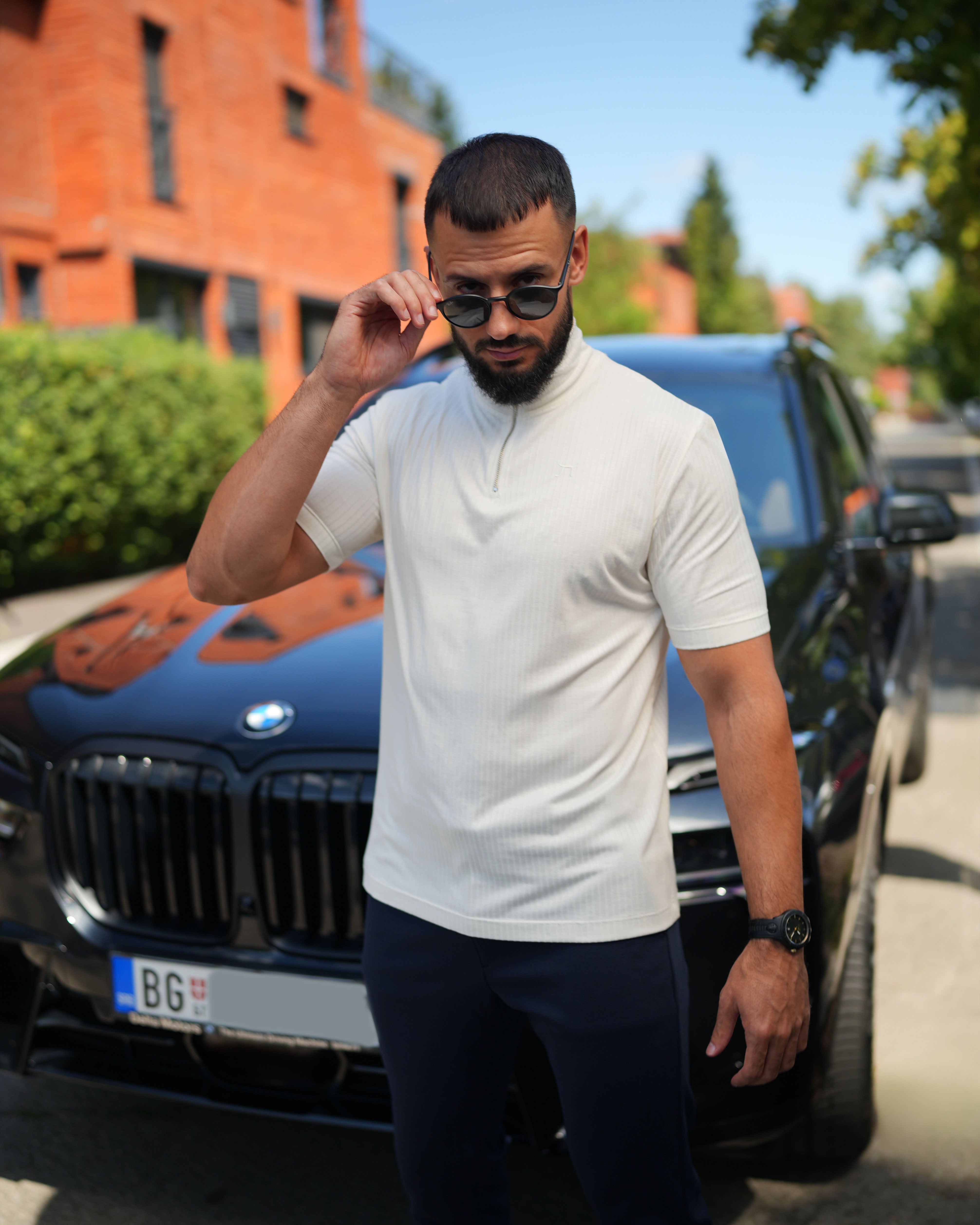 LAZARE™ APOLLO LINES ROLLZIP T-SHIRT - WHITE