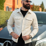 LAZARE™ SOFT CLASSIC OVERSHIRT - LIGHT CREAM