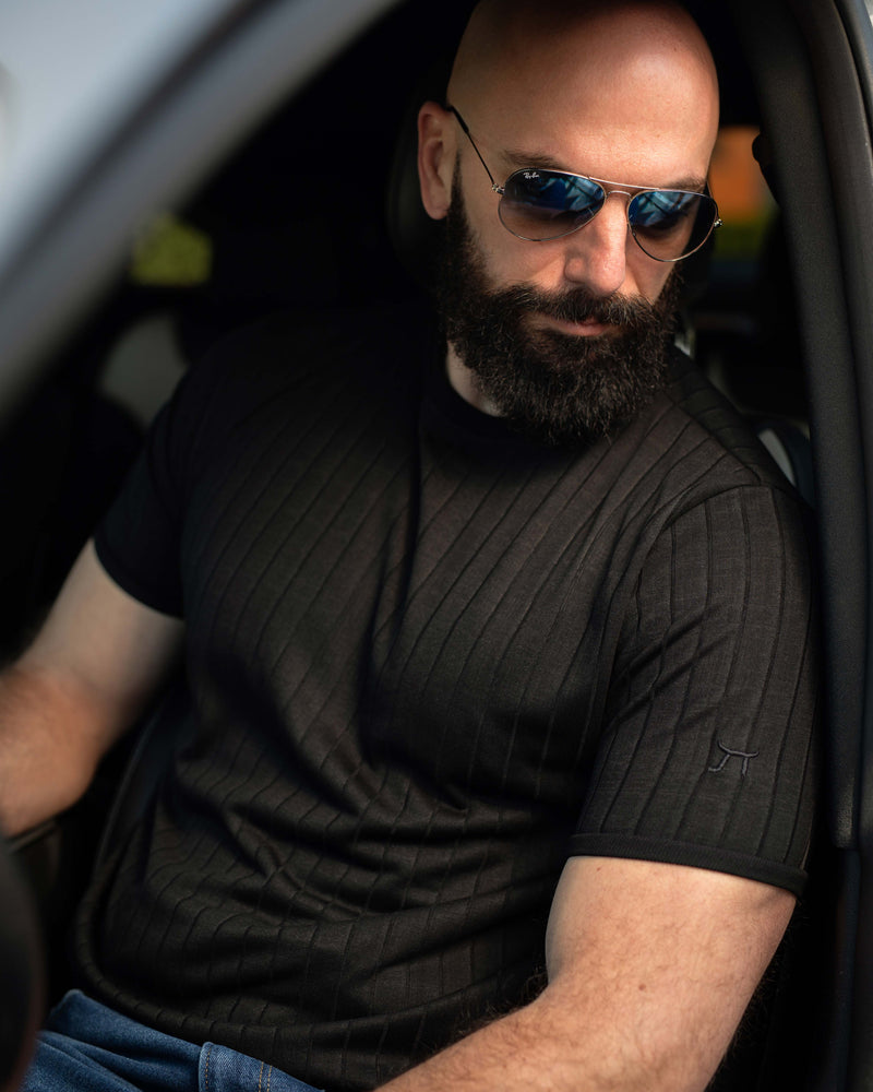 LAZARE™ AZUR LINES T-SHIRT - BLACK