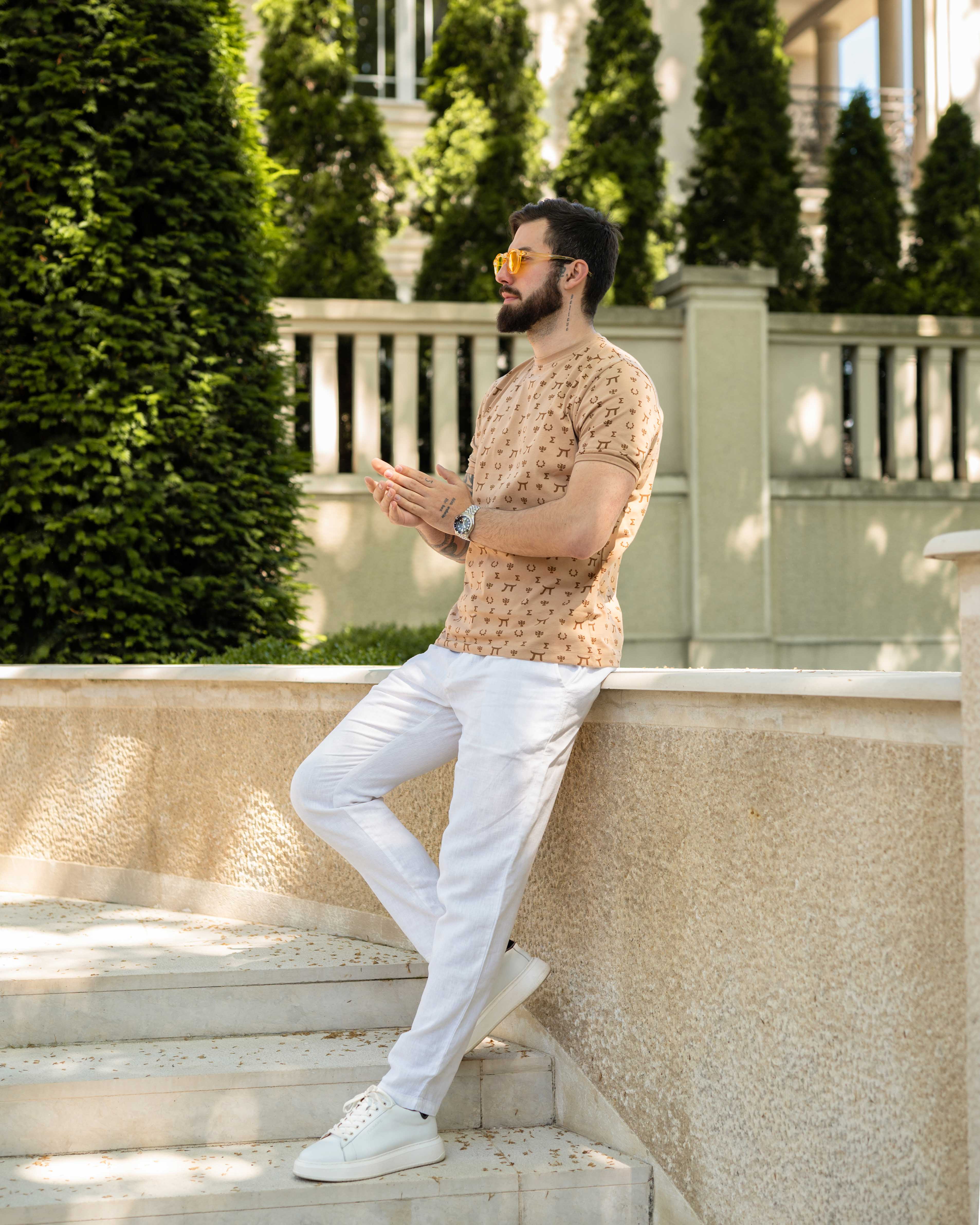 LAZARE™ DESIGNER T-SHIRT - SAND CHOCOLATE