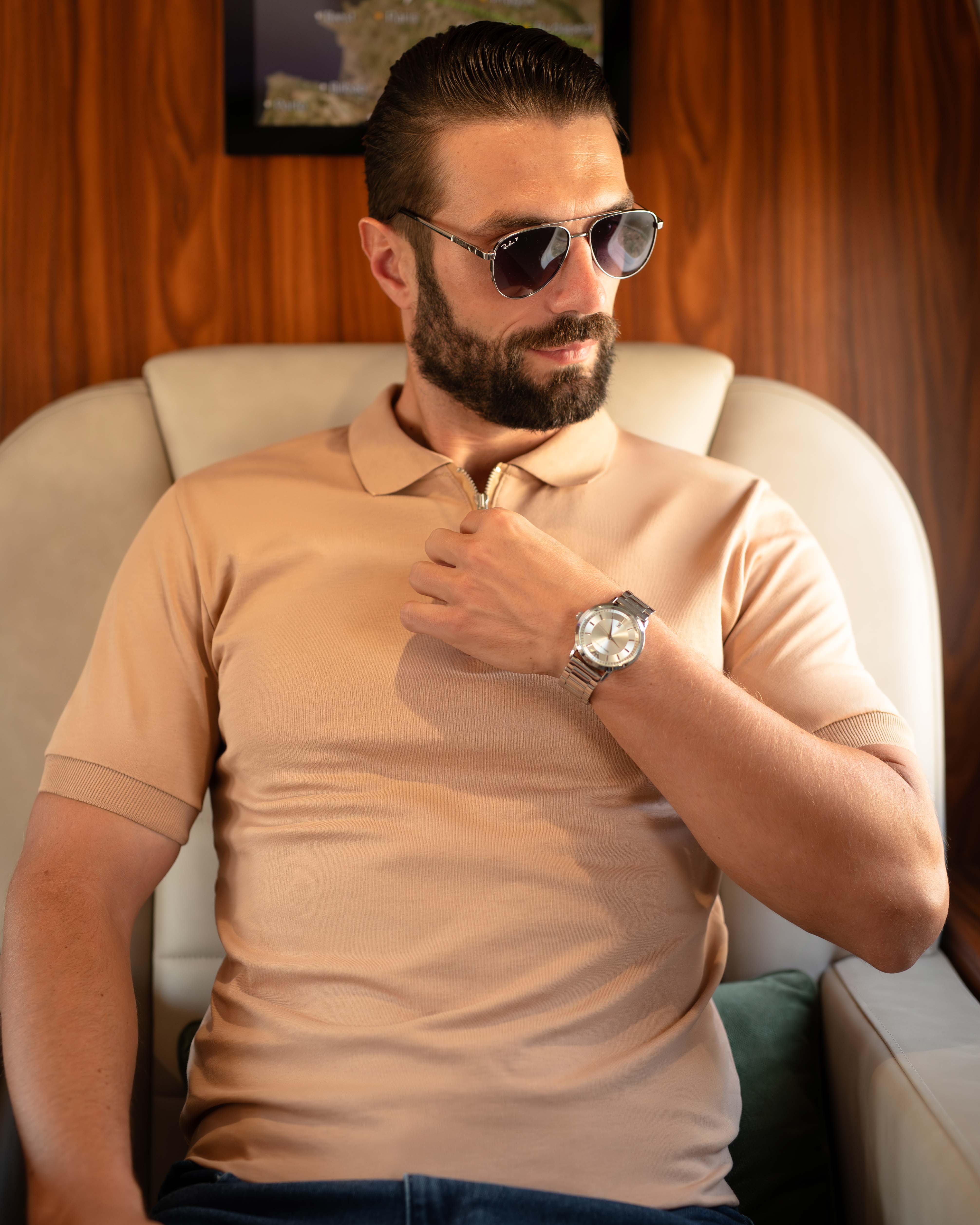 LAZARE™ RIVIERA ZIP POLO - DESERT PEACH