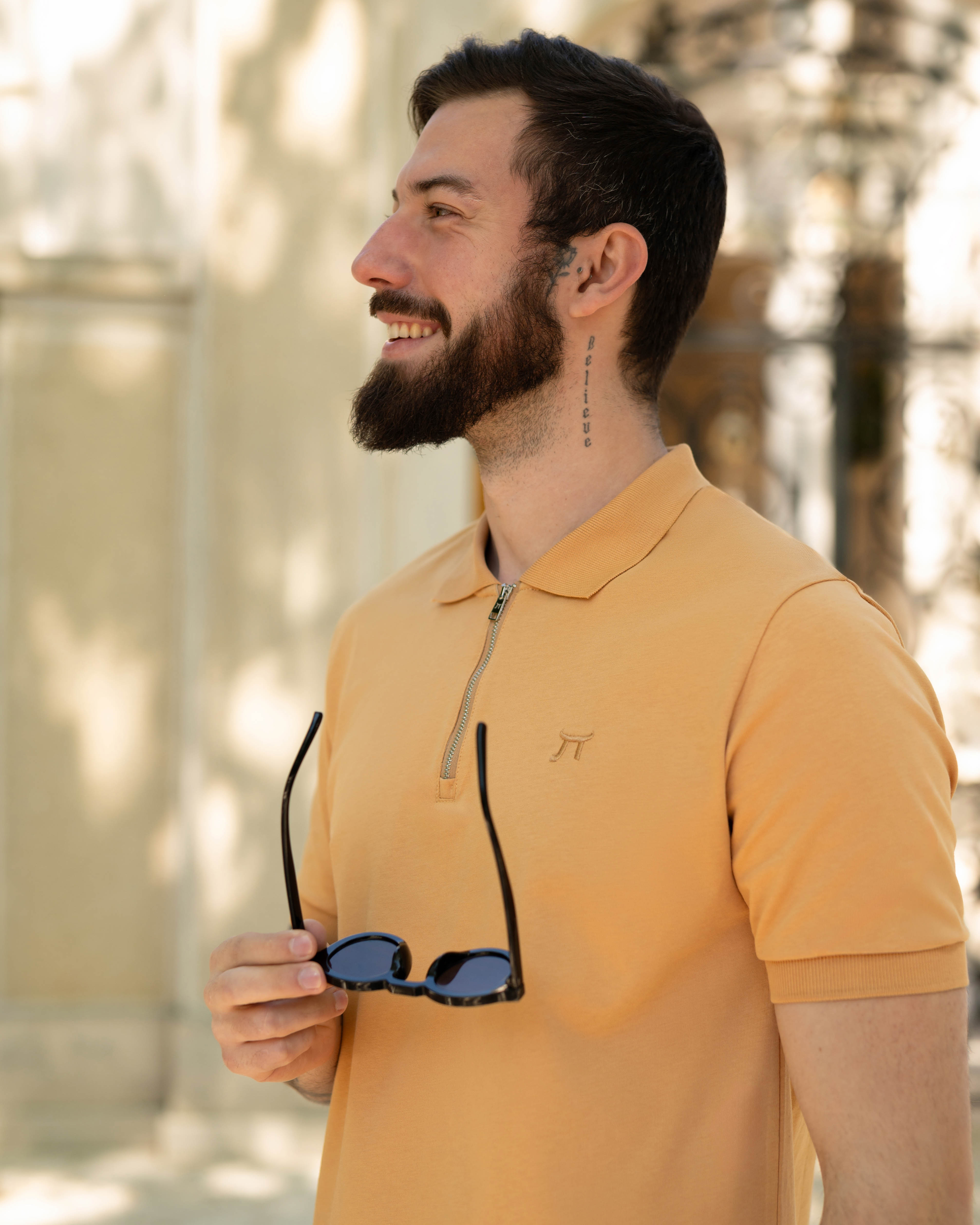 LAZARE™ RIVIERA ZIP POLO - OAK BUFF