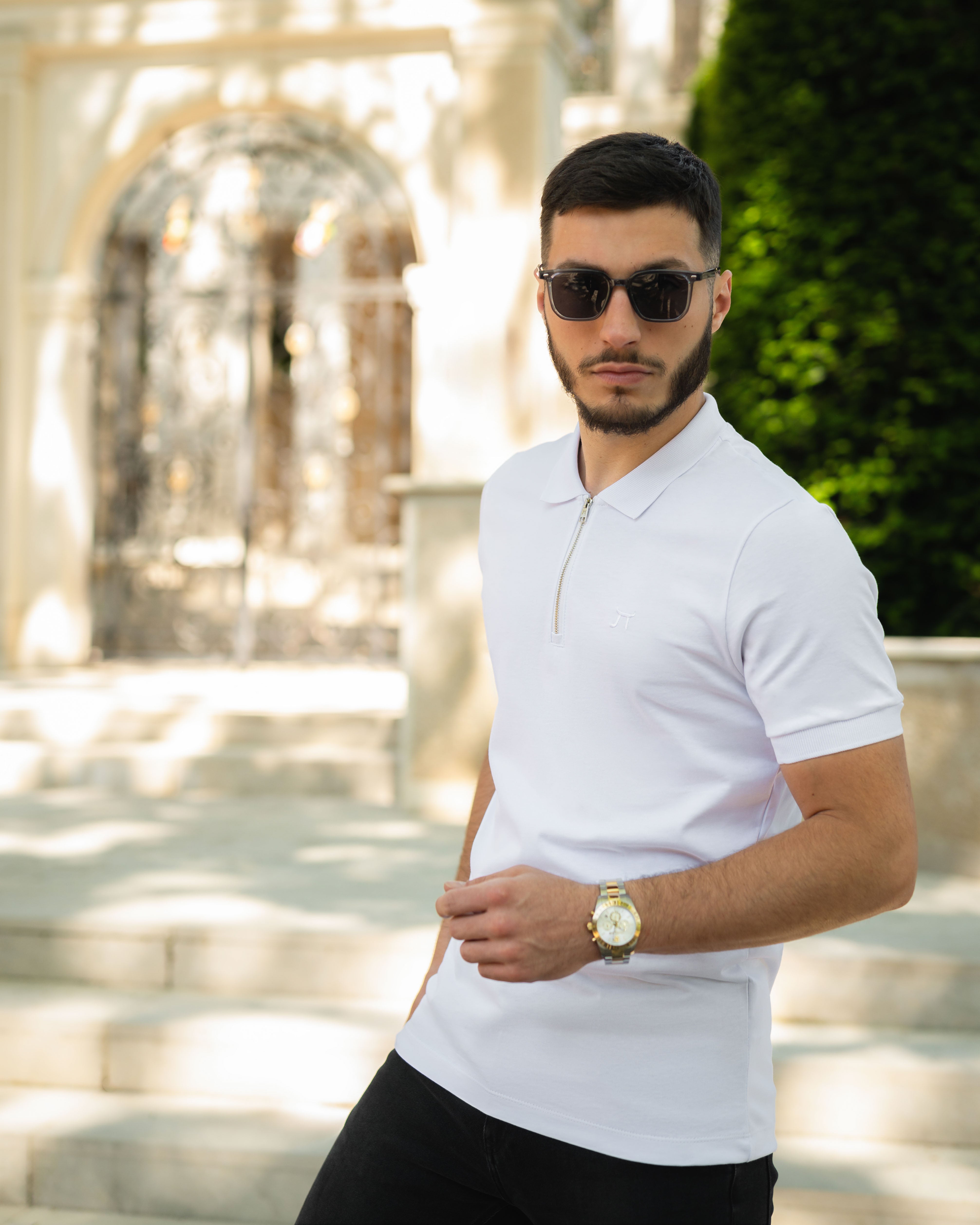 LAZARE™ RIVIERA ZIP POLO - WHITE