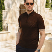 LAZARE™ POLO SHARP ZIP KNIT - COFFEE