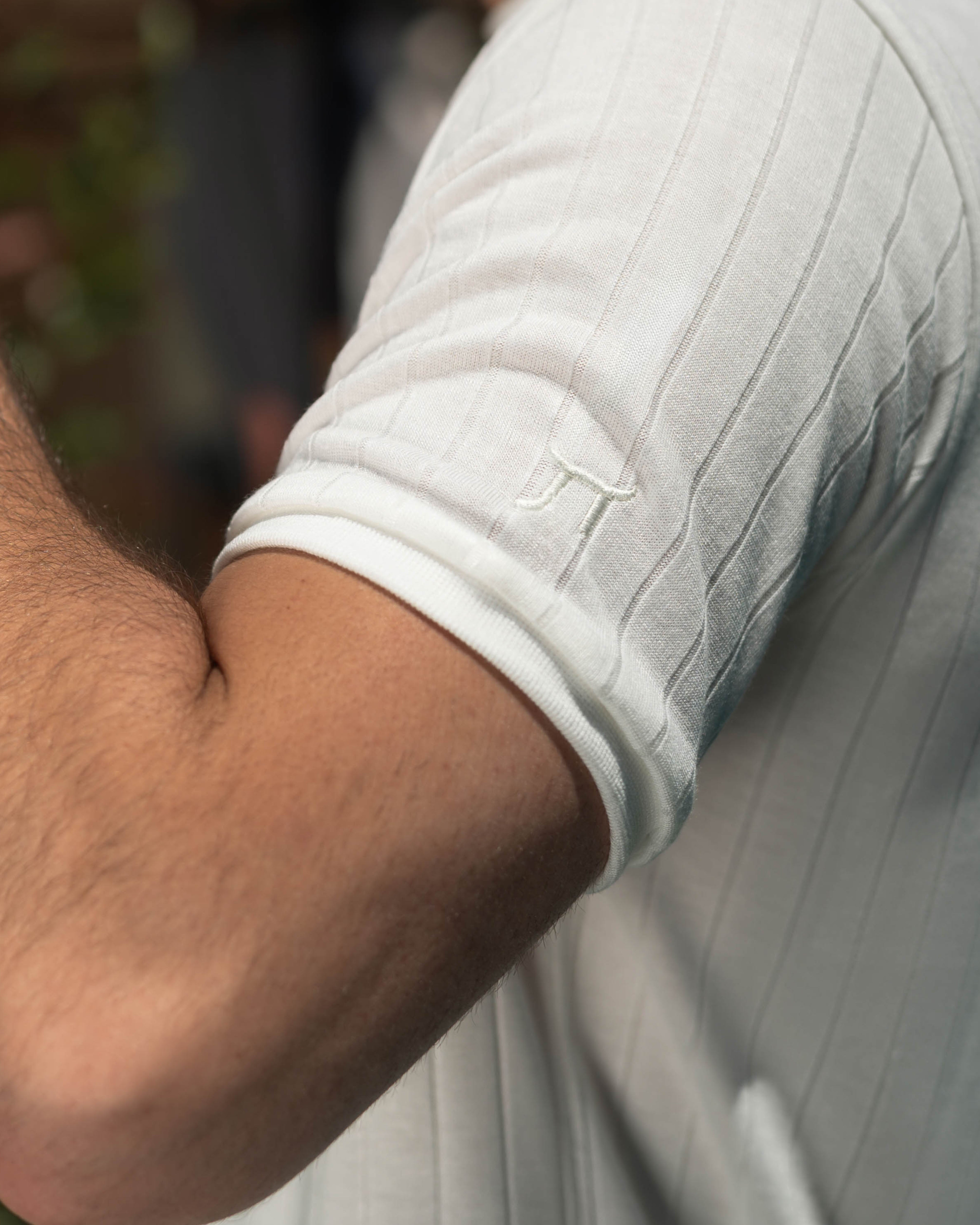 LAZARE™ AZUR LINES ZIP T-SHIRT - WHITE