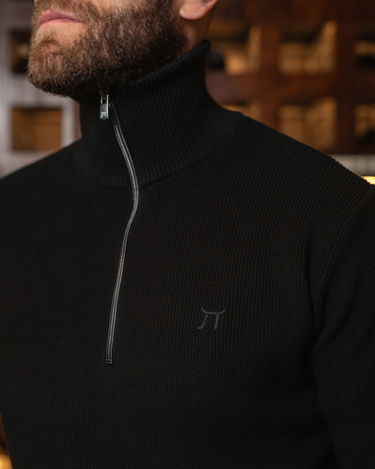 LAZARE™ CAMBRIDGE QUARTER-ZIP KNIT - BLACK
