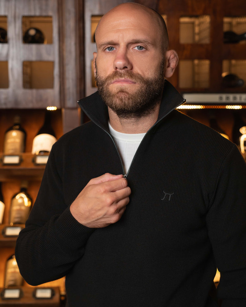 LAZARE™ CAMBRIDGE QUARTER-ZIP KNIT - BLACK