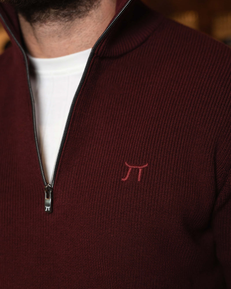 LAZARE™ CAMBRIDGE QUARTER-ZIP KNIT - CABERNET