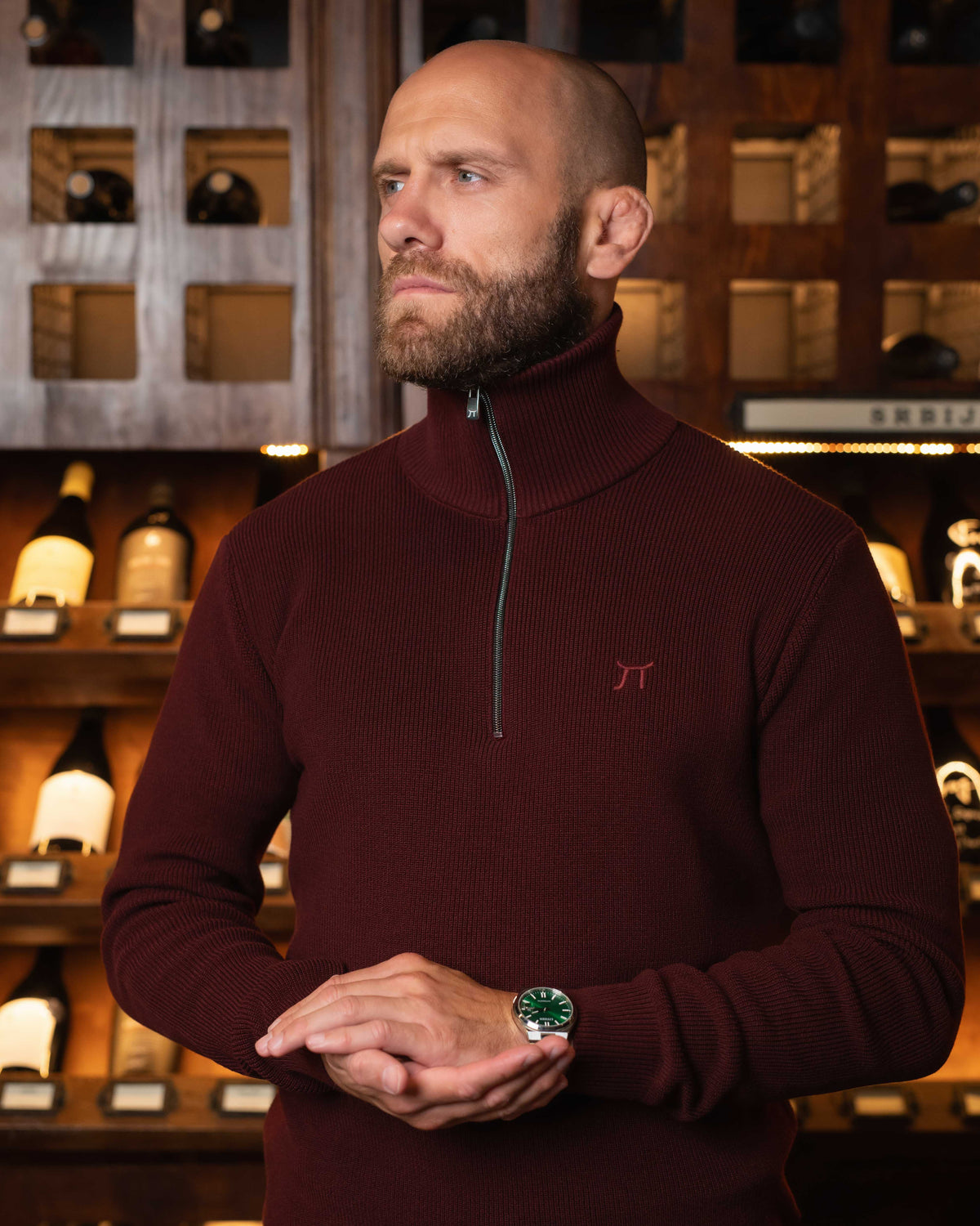LAZARE™ CAMBRIDGE QUARTER-ZIP KNIT - CABERNET