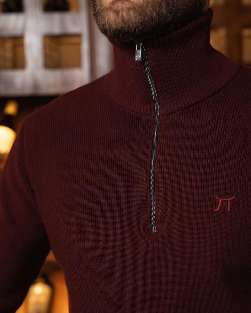 LAZARE™ CAMBRIDGE QUARTER-ZIP KNIT - CABERNET