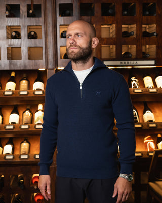 CAMBRIDGE QUARTER-ZIP KNIT - OCEAN NIGHT