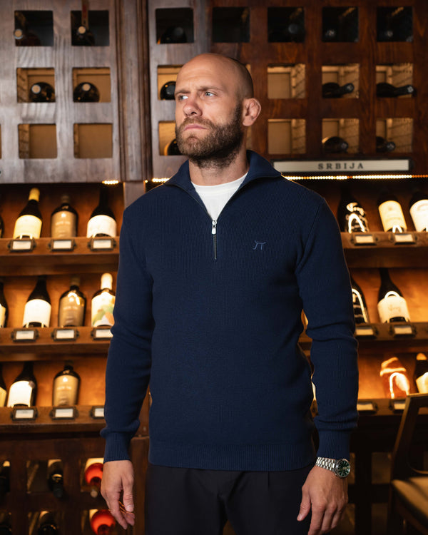 LAZARE™ CAMBRIDGE QUARTER-ZIP KNIT - OCEAN NIGHT