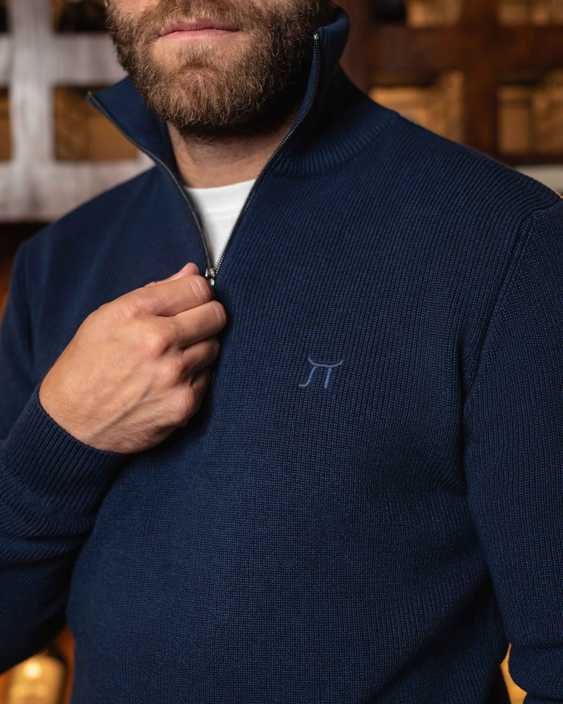 LAZARE™ CAMBRIDGE QUARTER-ZIP KNIT - OCEAN NIGHT