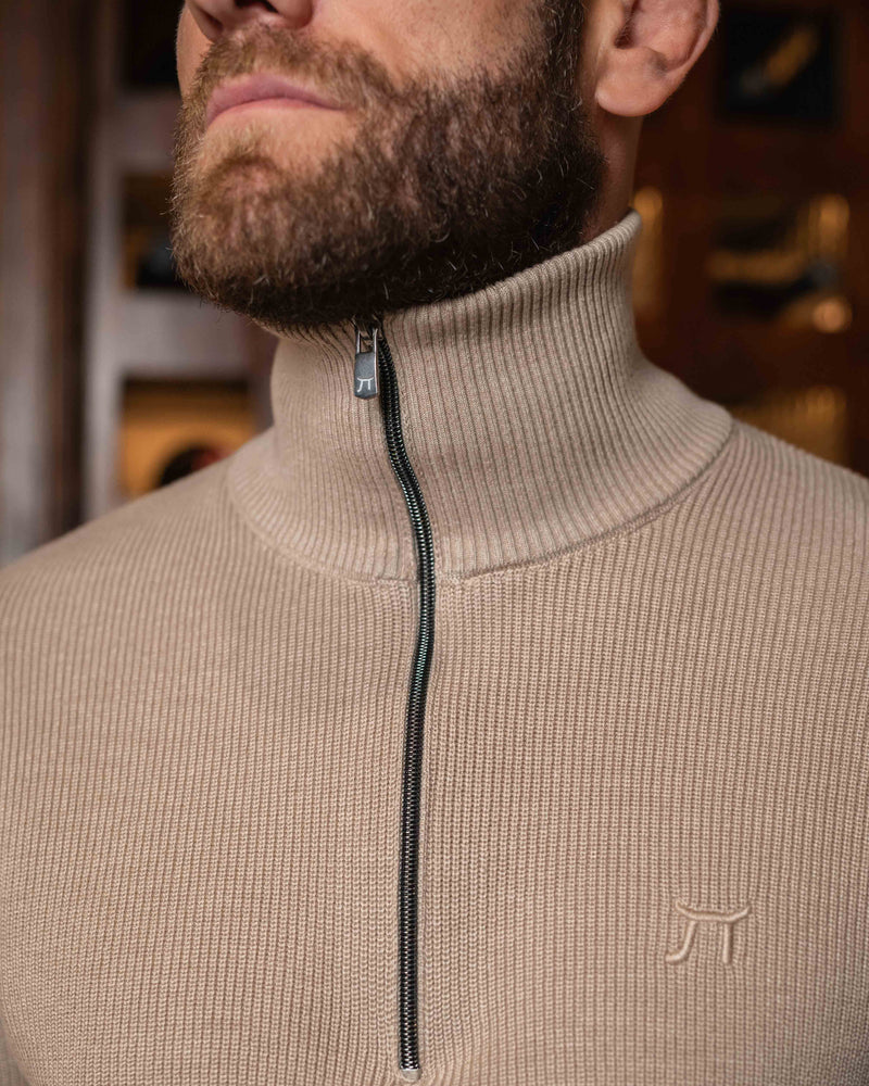 LAZARE™ CAMBRIDGE QUARTER-ZIP KNIT - WHITE COFFEE