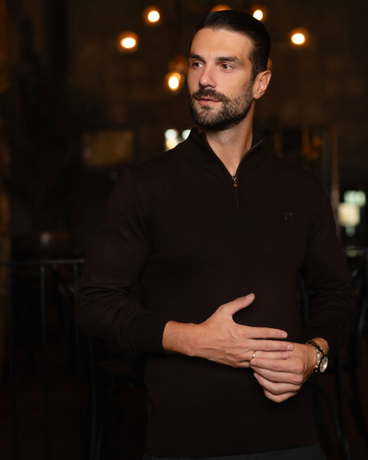 LAZARE™ CLASSIC HALF ZIP - DARK BROWN