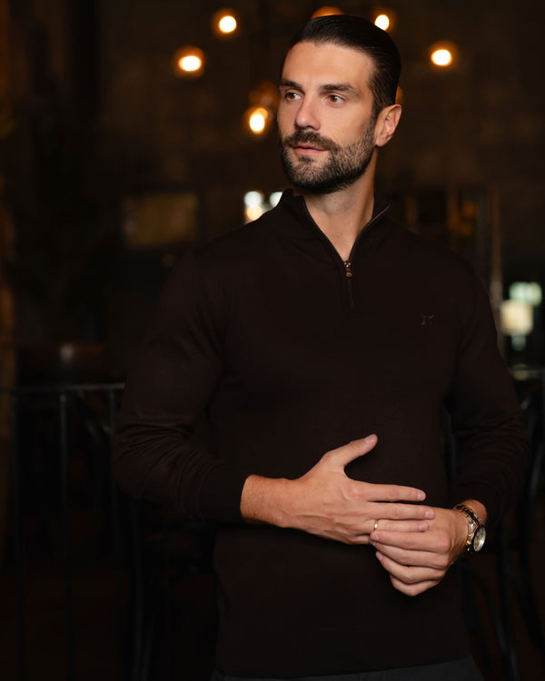 LAZARE™ CLASSIC HALF ZIP - DARK BROWN