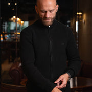 LAZARE™ COMFORT FULL-ZIP KNIT SWEATER - BLACK