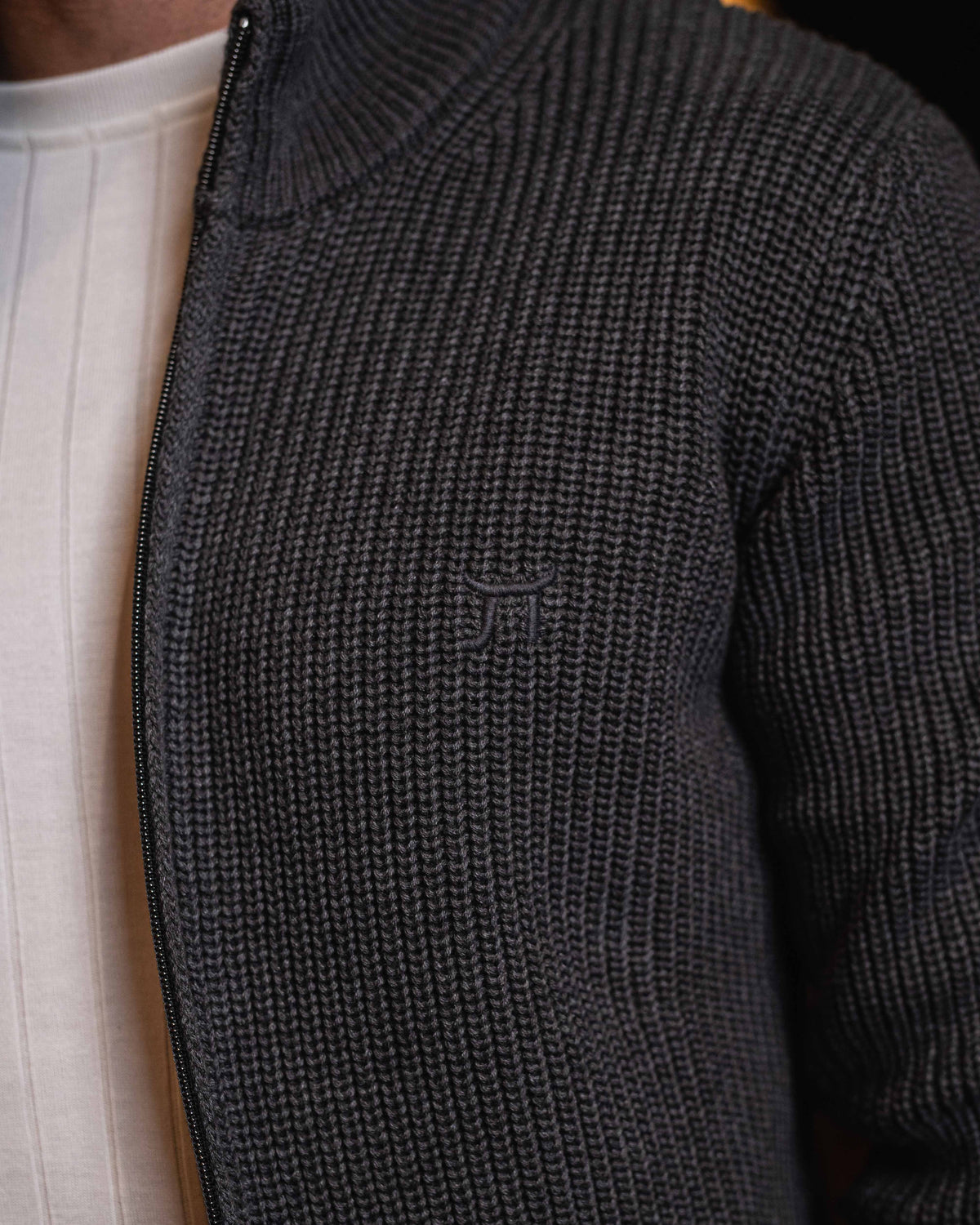 LAZARE™ COMFORT FULL-ZIP KNIT SWEATER - GREY