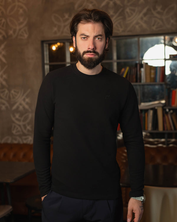 LAZARE™ DOUBLE CLASSIC SWEATSHIRT - BLACK