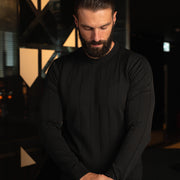 LAZARE™ DROP NEEDLE KNIT - BLACK