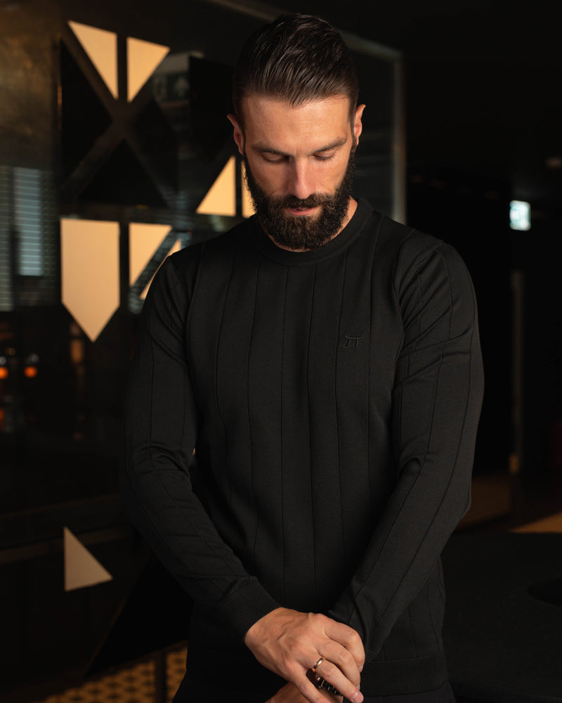 LAZARE™ DROP NEEDLE KNIT - BLACK
