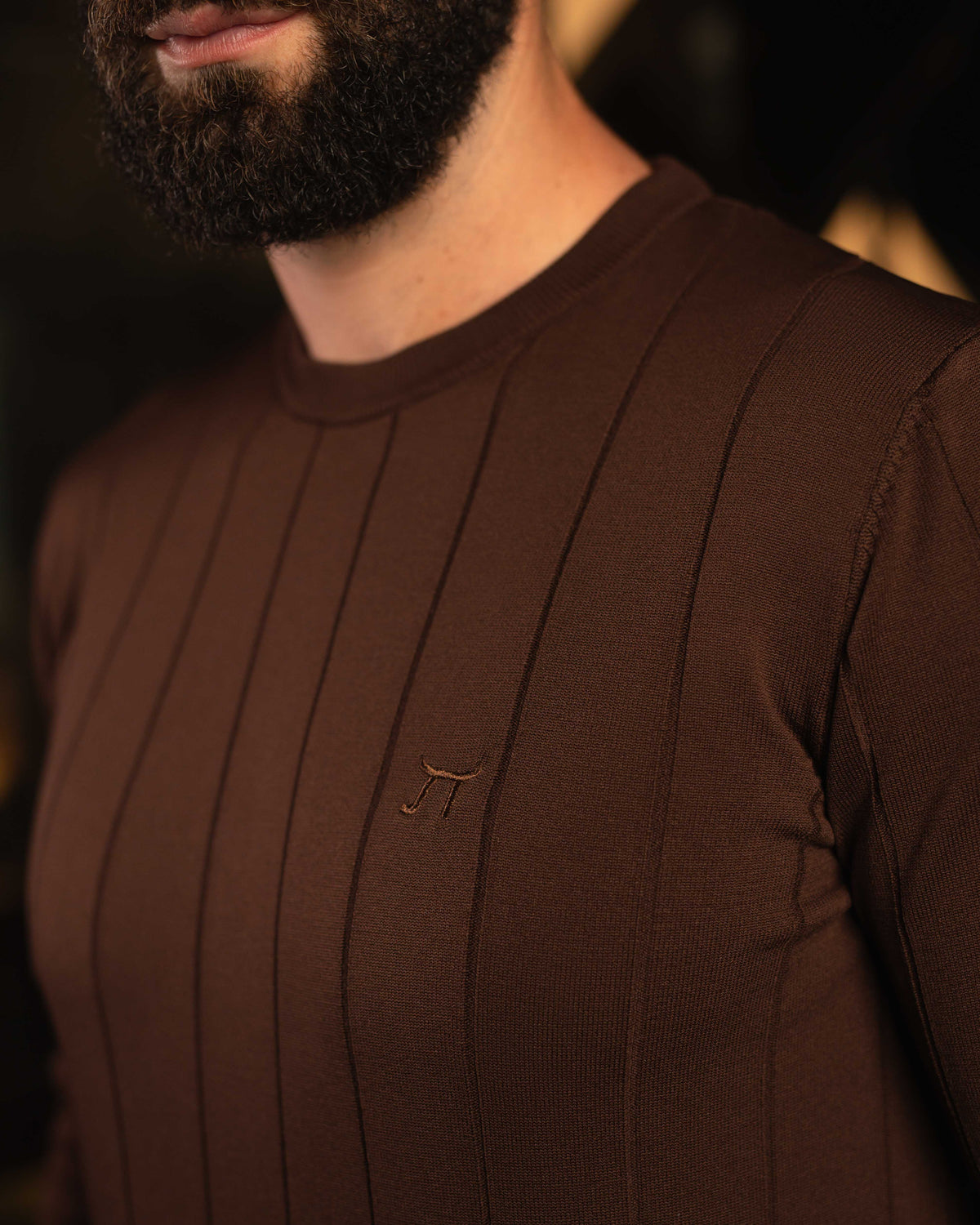 LAZARE™ DROP NEEDLE KNIT - BROWN