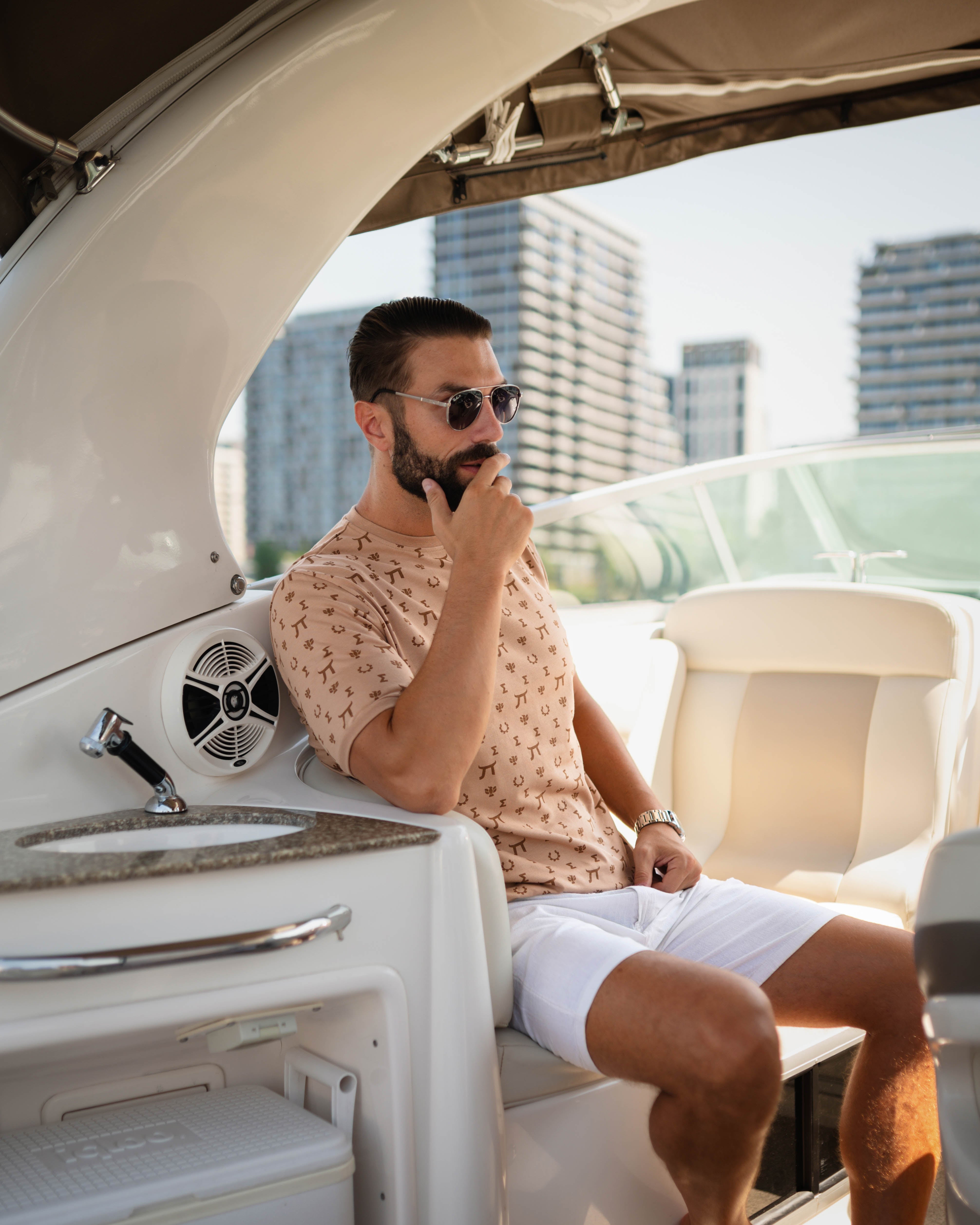 LAZARE™ DESIGNER T-SHIRT - SAND CHOCOLATE