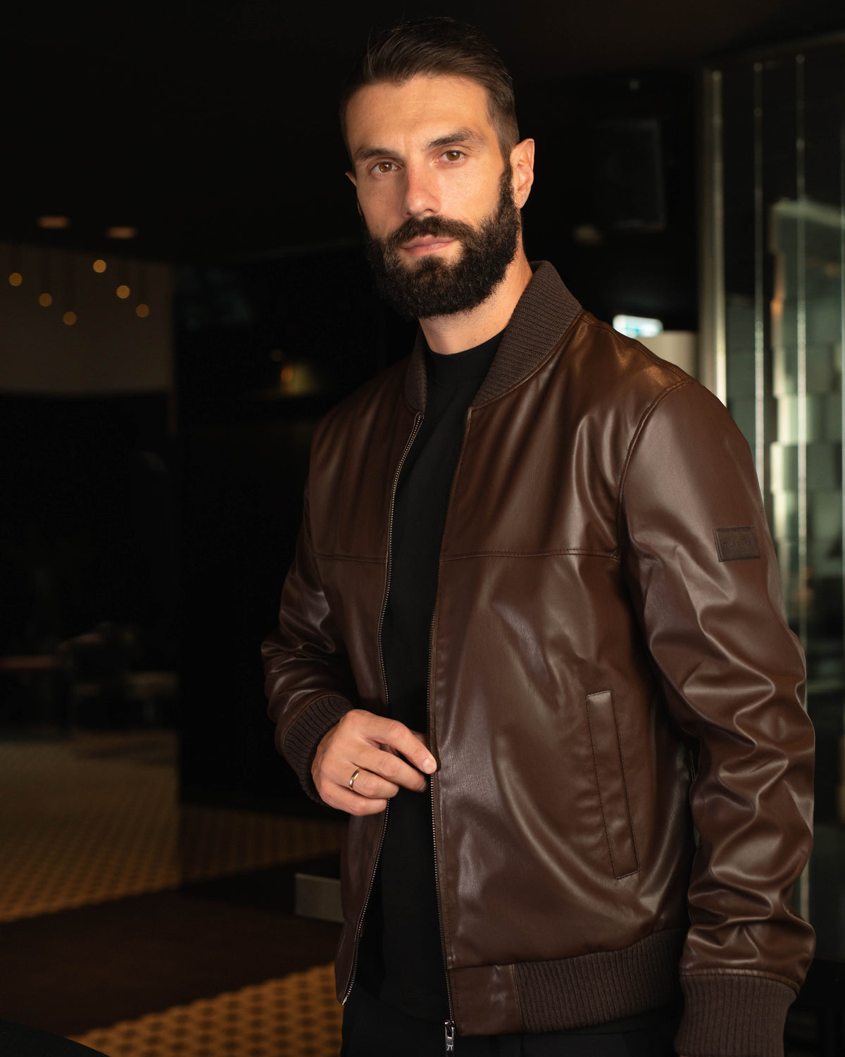 LAZARE™ MARASH LEATHER JACKET - BROWN